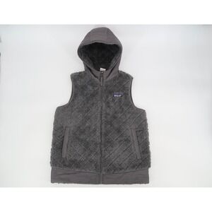 Patagonia Women's Small Los Gatos Reversible Full‎ Zip Hooded Vest Fleece Gray